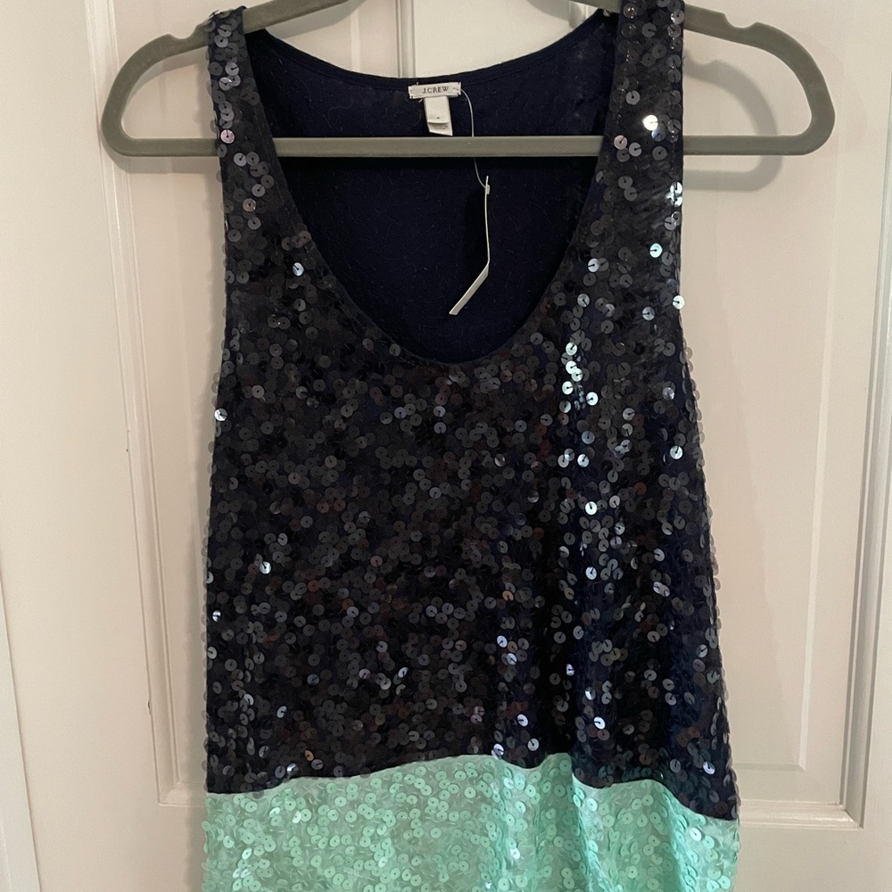 J. Crew Navy Textured Top